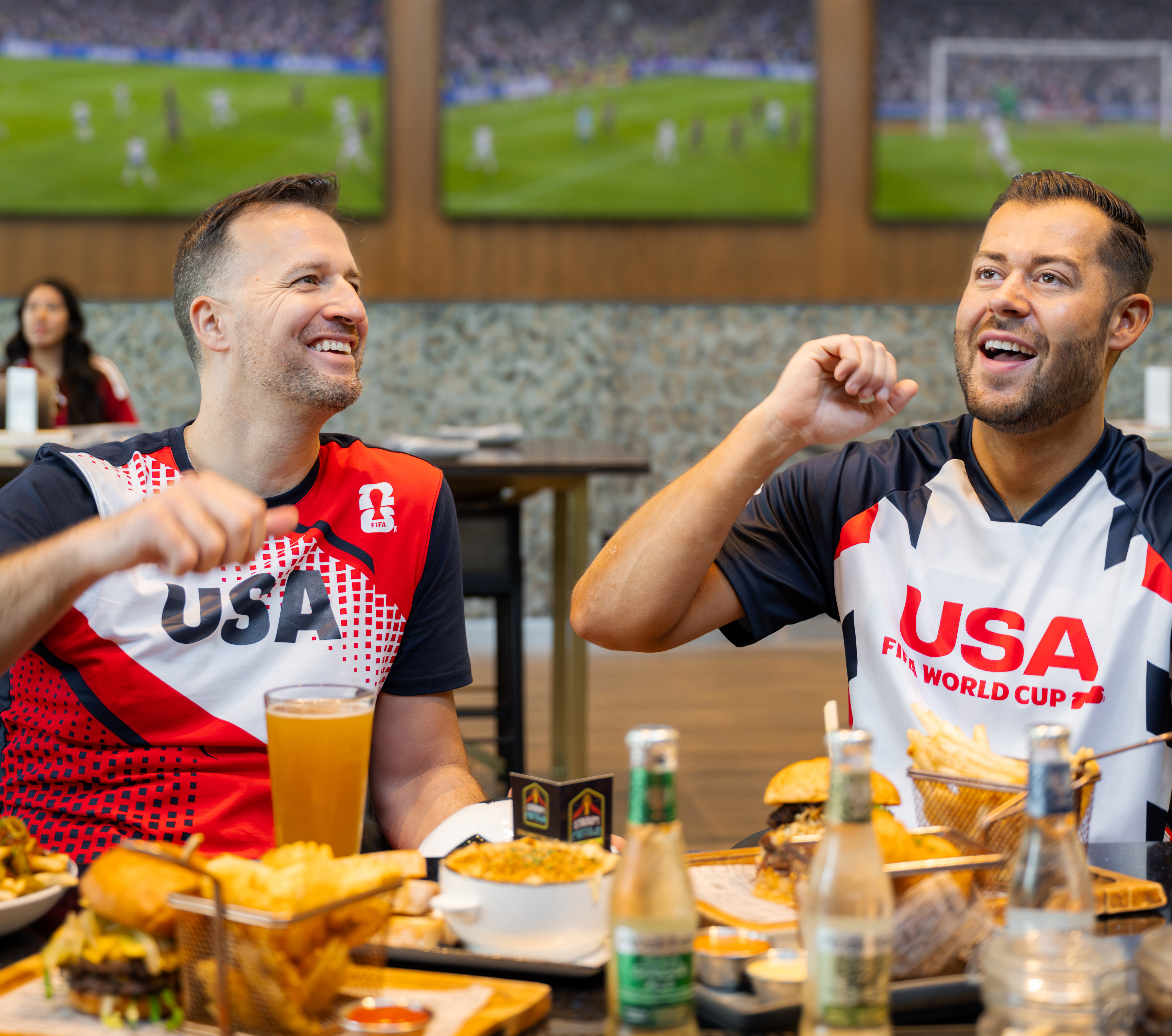 Fans watching soccer in a Midtown restaurant